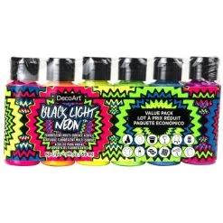 DecoArt Black Light Neon Acrylic Paint Pack 6/Pkg