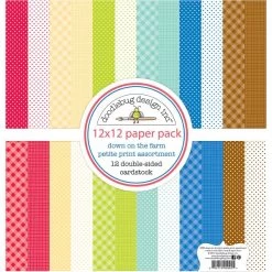 Doodlebug Petite Prints Double-Sided Cardstock 12"X12" 12/Pk