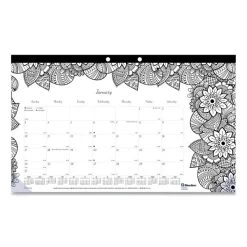 Blueline DoodlePlan Desk Calendar W/Coloring Pages, 17 3/4 X 10 7/8