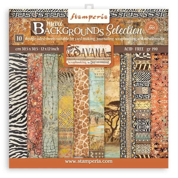Stamperia Backgrounds Double-Sided Paper Pad 12"X12" 10/Pkg 3 Stamperia Backgrounds Double-Sided Paper Pad 12"X12" 10/Pkg