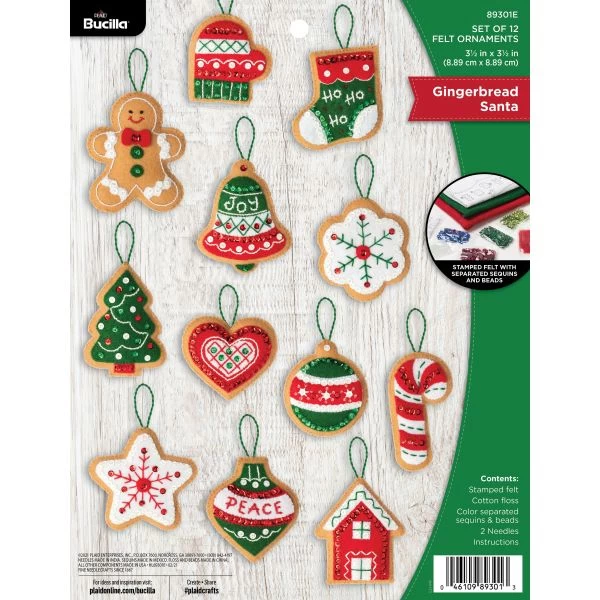 Bucilla Felt Ornaments Applique Kit Set Of 12 3 Bucilla Felt Ornaments Applique Kit Set Of 12