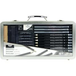 Essentials(TM) Mixed Media Art Set In Metal Case 74/Pkg