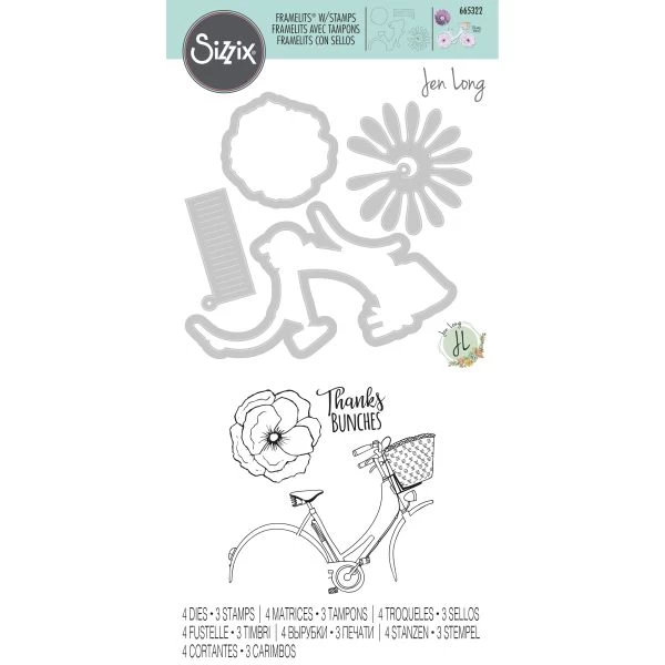 Sizzix Framelits Die & Stamp Set By Jen Long 4/Pkg 4 Sizzix Framelits Die & Stamp Set By Jen Long 4/Pkg - Image 2