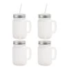 Craft Express Frosted Mason Jars With Straws 4/Pkg