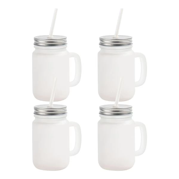 Craft Express Frosted Mason Jars With Straws 4/Pkg 3 Craft Express Frosted Mason Jars With Straws 4/Pkg