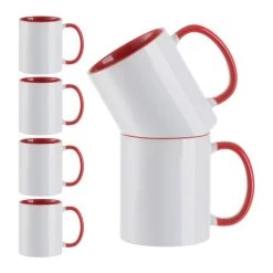 Craft Express Contrast Orange Handle Sublimation Mugs 6/Pkg