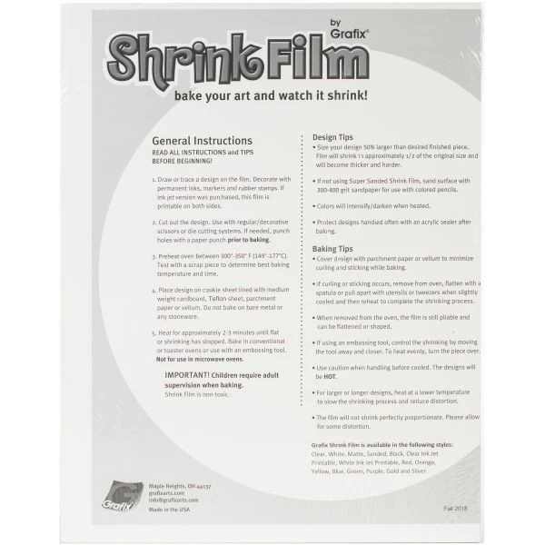 Grafix Inkjet Shrink Film 8.5"X11" 50/Pkg 4 Grafix Inkjet Shrink Film 8.5"X11" 50/Pkg - Image 2