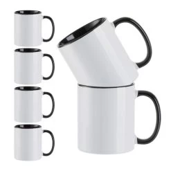 Craft Express Contrast Black Handle Sublimation Mugs 6/Pkg