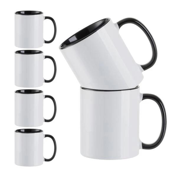 Craft Express Contrast Black Handle Sublimation Mugs 6/Pkg 3 Craft Express Contrast Black Handle Sublimation Mugs 6/Pkg