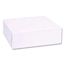 SCT White One-Piece Non-Window Bakery Boxes, Standard, 8 X 2.5 X 8, White, Paper, 250/Bundle