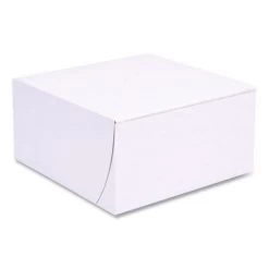 SCT White One-Piece Non-Window Bakery Boxes, Standard, 8 X 8 X 4, White, Paper, 250/Bundle
