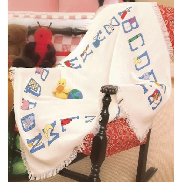 Charles Craft Baby Alphabet Afghan 18 Count 41"X45" 3 Charles Craft Baby Alphabet Afghan 18 Count 41"X45"