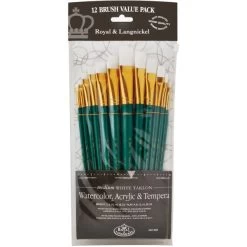 Royal Langnickel White Taklon Flat Value Pack Brush Set