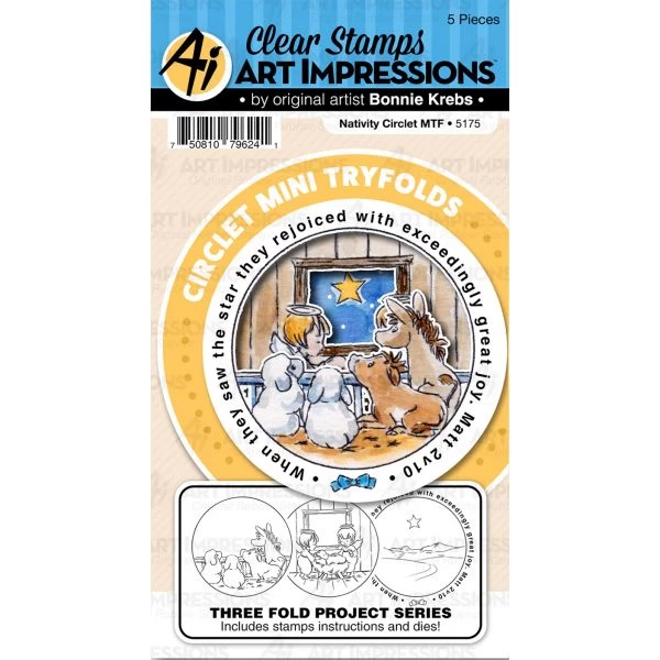 Art Impressions Circlet Mini Tryfolds Stamp & Die Set 3 Art Impressions Circlet Mini Tryfolds Stamp & Die Set