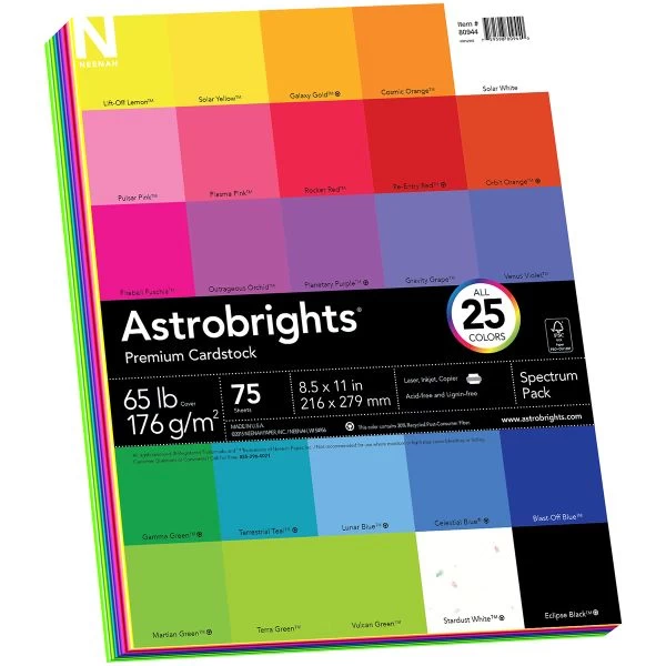 Neenah Astrobrights Spectrum Cardstock Pack 8.5"X11" 75/Pkg 5 Neenah Astrobrights Spectrum Cardstock Pack 8.5"X11" 75/Pkg - Image 3