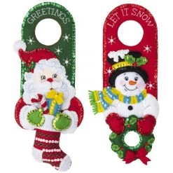 Bucilla Felt Door Hanger Applique Kit Set Of 2