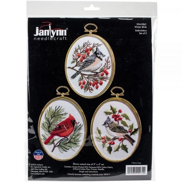 Janlynn Embroidery Kit 3"X4" Set Of 3 3 Janlynn Embroidery Kit 3"X4" Set Of 3