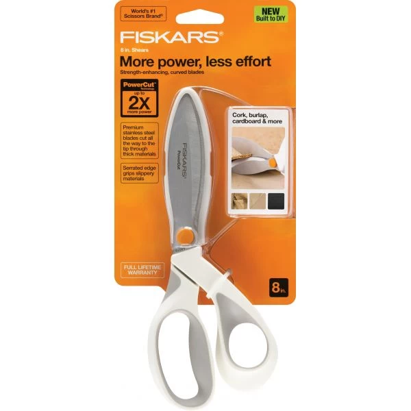 Fiskars Built To DIY Softgrip PowerCut Shears 8" 3 Fiskars Built To DIY Softgrip PowerCut Shears 8"
