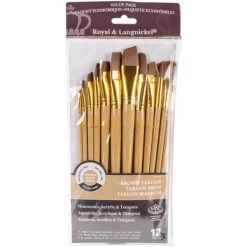 Royal Langnickel Brown Taklon Flat Brush Variety Pack