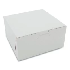 SCT White One-Piece Non-Window Bakery Boxes, Standard, 3 X 6 X 6, White, Paper, 250/Carton
