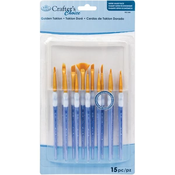 Crafter's Choice Mini Gold Taklon Brush Value Set 3 Crafter's Choice Mini Gold Taklon Brush Value Set