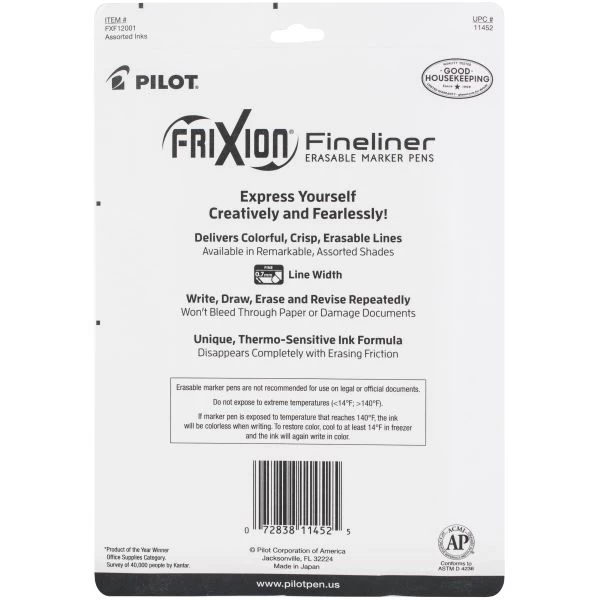 Pilot FriXion Fineliner Fine Pt. Erasable Marker Pen 12/Pkg 4 Pilot FriXion Fineliner Fine Pt. Erasable Marker Pen 12/Pkg - Image 2