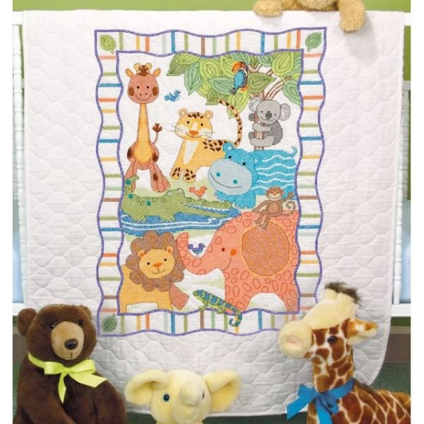 Dimensions Baby Hugs Quilt Stamped Cross Stitch Kit 34"X43" 3 Dimensions Baby Hugs Quilt Stamped Cross Stitch Kit 34"X43"