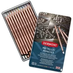Derwent Metallic Pencils W/Tin 12/Pkg -Professional Arts and Crafts Supplies Store c494f07c17d5d0eb4c0c781595b7d2bb87