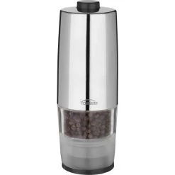 Stainless Steel One Hand Battery Operated Pepper Mill 6"