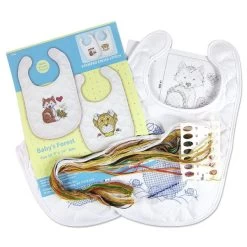 Design Works Stamped Bib Cross Stitch Kit 9"X14" 2/Pkg