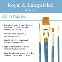 Royal Langnickel Gold Taklon Flat Value Pack Brush Set 9 Royal Langnickel Gold Taklon Flat Value Pack Brush Set -Professional Arts and Crafts Supplies Store dbbba39df0dd5215751a0997db0a8e0a88