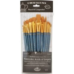 Royal Langnickel Gold Taklon Flat Value Pack Brush Set