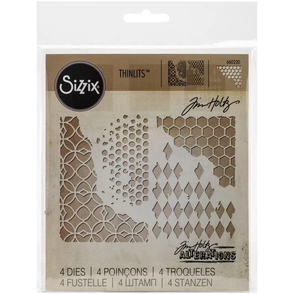 Sizzix Thinlits Dies By Tim Holtz 4/Pkg 3 Sizzix Thinlits Dies By Tim Holtz 4/Pkg